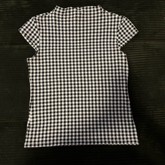 Ann Taylor Black and White Checkered Short Sleeve Tee - Picture 1 of 6